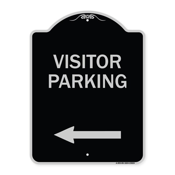 Reserved Parking Visitor Parking Arrow Pointing Left Heavy-Gauge Alum Sign, 24" x 18", BS-1824-23024